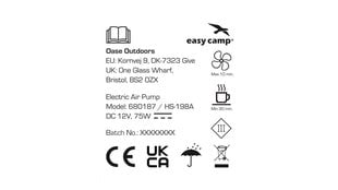 Elektriskais pumpis Easy Camp El Nino 12V cena un informācija | Piepūšamie matrači un mēbeles | 220.lv