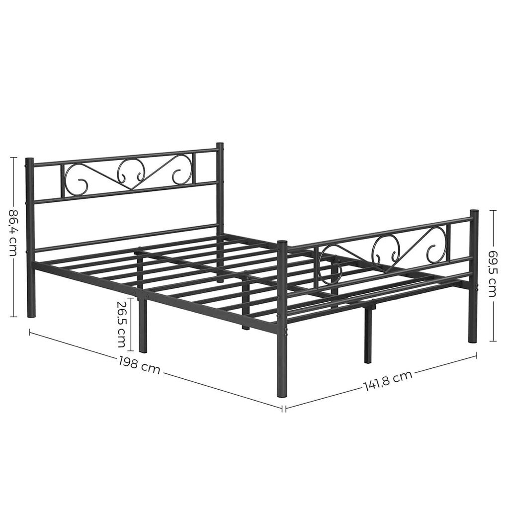 Metāla divguļamās gultas rāmis 140x190 cm RMB063B01 цена и информация | Gultas | 220.lv