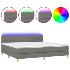 vidaXL atsperu gulta ar matraci, LED, tumši pelēks audums, 200x200 cm cena un informācija | Gultas | 220.lv