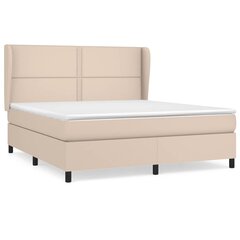 vidaXL atsperu gulta ar matraci, kapučīno, 180x200 cm, mākslīgā āda cena un informācija | Gultas | 220.lv
