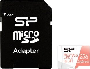 Silicon Power microSDXC Card 256GB UHS-I U3 A1 Class 10 V30 + Adapteris cena un informācija | Atmiņas kartes mobilajiem telefoniem | 220.lv