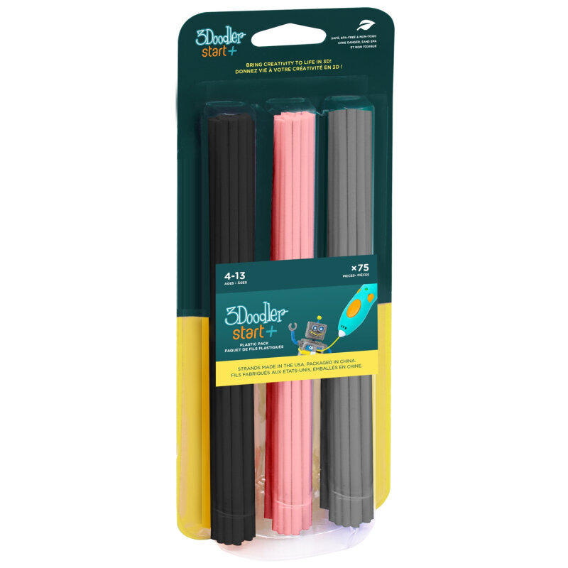 3Doodler Start 3DS-ECO-MIX3-75 3D drukas materiāls Kompostējama plastmasa Melns, pelēks, 1 g cena un informācija | Smart ierīces un piederumi | 220.lv