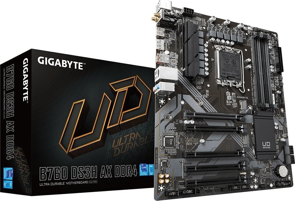 Gigabyte B760 DS3H AX, ATX, DDR4, LGA1700, WiFi cena un informācija | Mātesplates | 220.lv