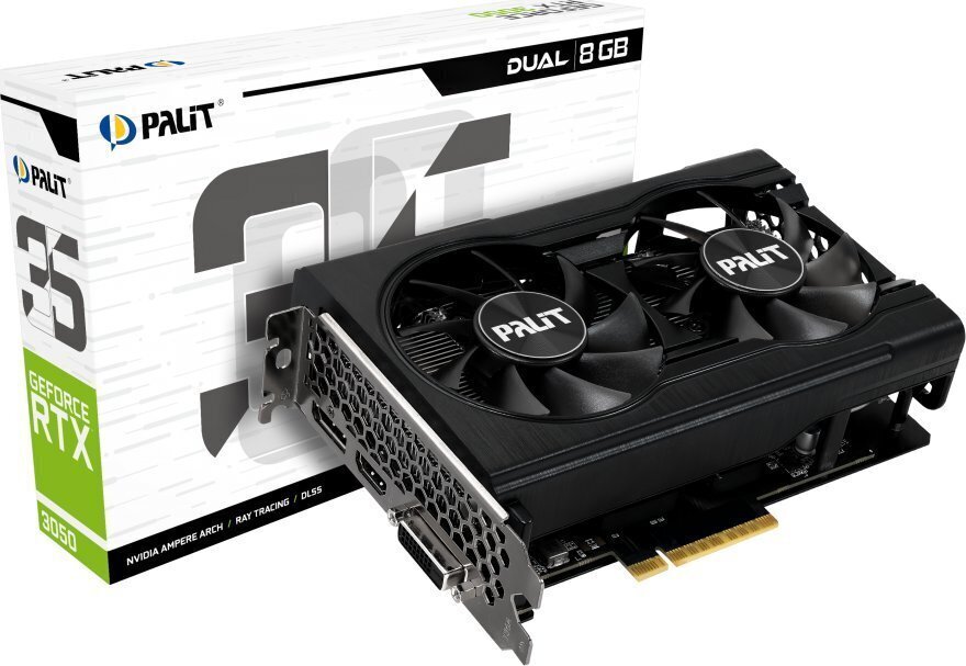 Palit GeForce RTX 3050 Dual (NE63050018P1-1070D) cena un informācija | Videokartes (GPU) | 220.lv