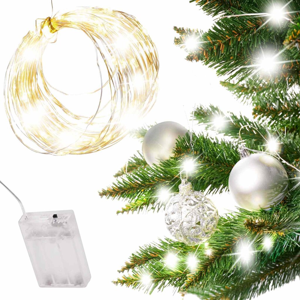Gaismas vītne 100 LED, silti balta cena un informācija | Ziemassvētku lampiņas, LED virtenes | 220.lv