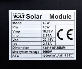 Saules elektrostacijas komplekts 40W цена и информация | Комплектующие для солнечных электростанций | 220.lv
