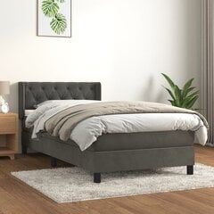 vidaXL atsperu gulta ar matraci, tumši pelēka samts, 80x200 cm цена и информация | Кровати | 220.lv