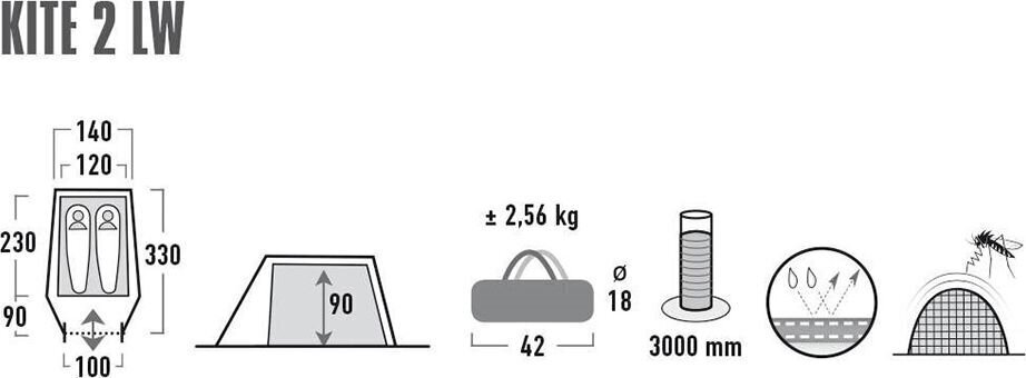 Telts High Peak Kite 2 LW 10343 cena un informācija | Teltis | 220.lv