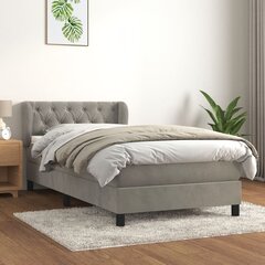 vidaXL atsperu gulta ar matraci, gaiši pelēka samts, 80x200 cm цена и информация | Кровати | 220.lv