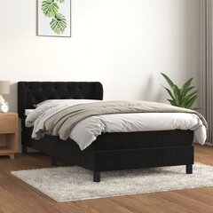 vidaXL atsperu gulta ar matraci, melna samts, 80x200 cm cena un informācija | Gultas | 220.lv