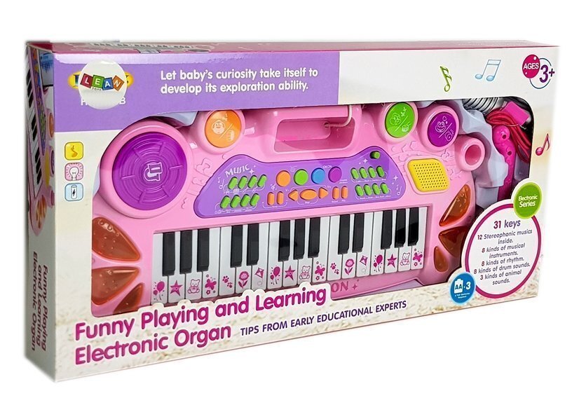 Bērnu sintezators ar mikrofonu, rozā krāsā цена и информация | Attīstošās rotaļlietas | 220.lv