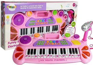 Детский синтезатор с микрофоном, розовый цена и информация | Развивающие игрушки | 220.lv