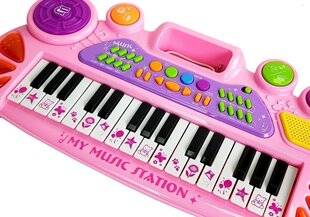 Bērnu sintezators ar mikrofonu, rozā krāsā cena un informācija | Attīstošās rotaļlietas | 220.lv