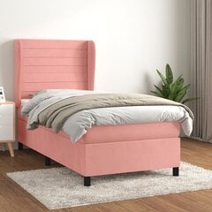 vidaXL atsperu gulta ar matraci, rozā samts, 90x200 cm цена и информация | Кровати | 220.lv