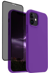 Komplekts - silikona vāciņš paredzēts iPhone 12 Pro violets un Privacy aizsargstikls. cena un informācija | Telefonu vāciņi, maciņi | 220.lv