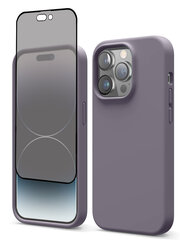 Komplekts - silikona vāciņš paredzēts iPhone 14 Pro violets un Privacy aizsargstikls. cena un informācija | Telefonu vāciņi, maciņi | 220.lv