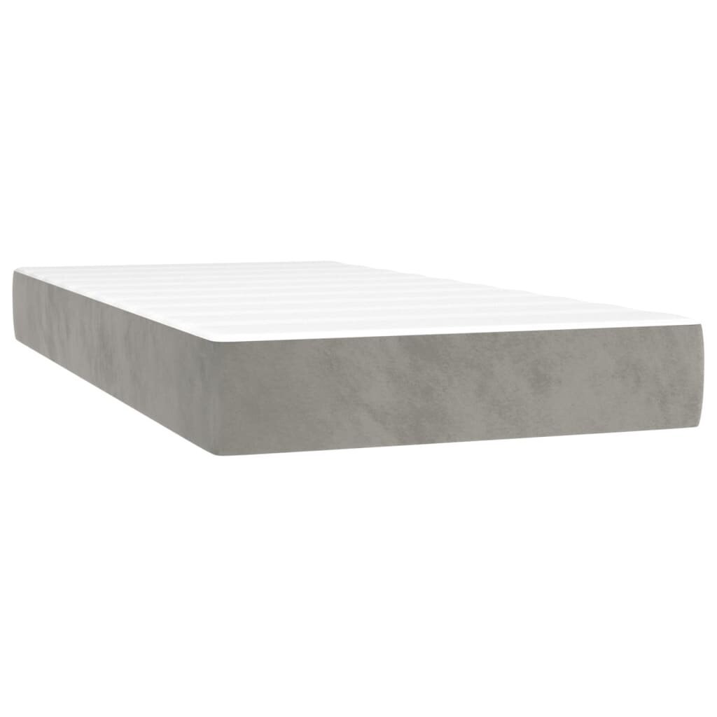 vidaXL atsperu gulta ar matraci, gaiši pelēka samts, 100x200 cm цена и информация | Gultas | 220.lv