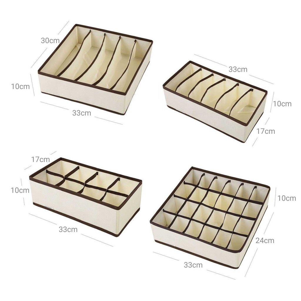 Apakšveļas uzglabāšanas/atvilktņu organizēšanas kastes, 4 gab. cena un informācija | Veļas grozi un mantu uzglabāšanas kastes | 220.lv