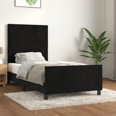 vidaXL gultas rāmis ar galvgali, melns samts, 90x190 cm cena un informācija | Gultas | 220.lv