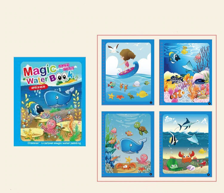 Krāsojamā grāmata ar ūdens zīmi, zivīm un jūras dzīvniekiem cena un informācija | Modelēšanas un zīmēšanas piederumi | 220.lv