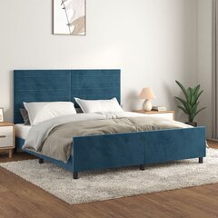 vidaXL gultas rāmis ar galvgali, tumši zils samts, 180x200 cm цена и информация | Кровати | 220.lv
