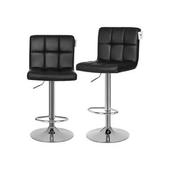 Набор из 2 барных стульев из искусственной кожи черного цвета. цена и информация | Стулья для кухни и столовой | 220.lv