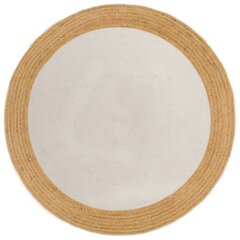 Paklājs, balts/natūrāls, 180cm, džuta/ kokvilna pīts cena un informācija | Paklāji | 220.lv