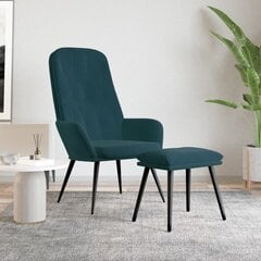 Atpūtas krēsls ar kāju balstu, zils, samta cena un informācija | Atpūtas krēsli | 220.lv