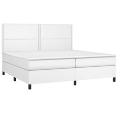 Atsperu gulta ar matraci un LED gaismām vidaXL, 200x200 cm, balts cena un informācija | Gultas | 220.lv