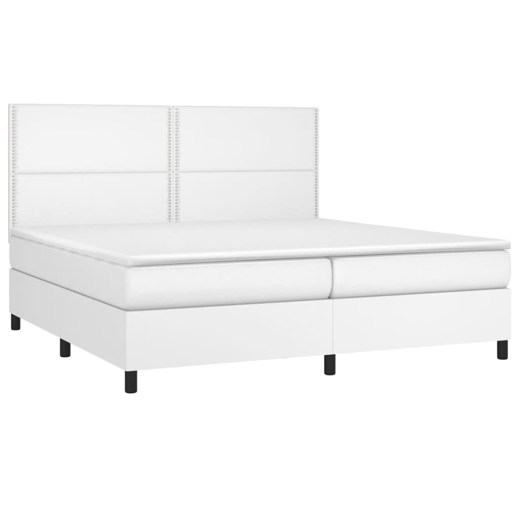 Atsperu gulta ar matraci un LED gaismām vidaXL, 200x200 cm, balts cena un informācija | Gultas | 220.lv
