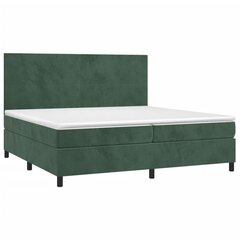 Atsperu gulta ar matraci un LED gaismām vidaXL, 200x200 cm, tumši zaļš cena un informācija | Gultas | 220.lv