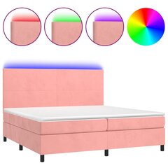 Atsperu gulta ar matraci un LED gaismām vidaXL, 200x200 cm, rozā цена и информация | Кровати | 220.lv