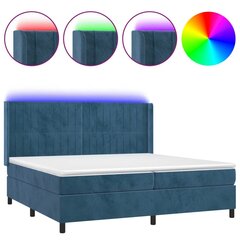 Atsperu gulta ar matraci un LED gaismām vidaXL, 200x200 cm, tumši zils цена и информация | Кровати | 220.lv
