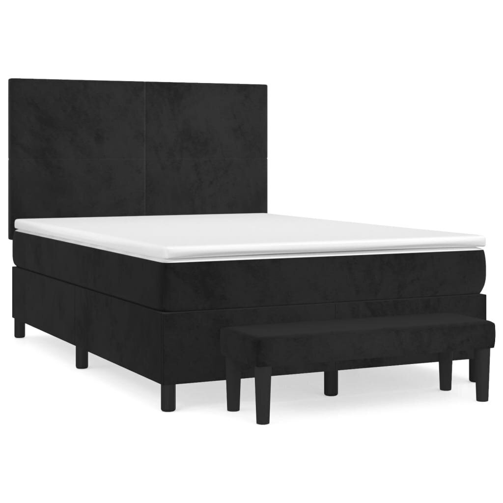 vidaXL atsperu gulta ar matraci, melna samts, 140x190 cm цена и информация | Gultas | 220.lv