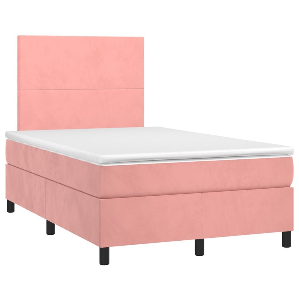 Atsperu gulta ar matraci un LED gaismām vidaXL, 120x200 cm, rozā cena un informācija | Gultas | 220.lv