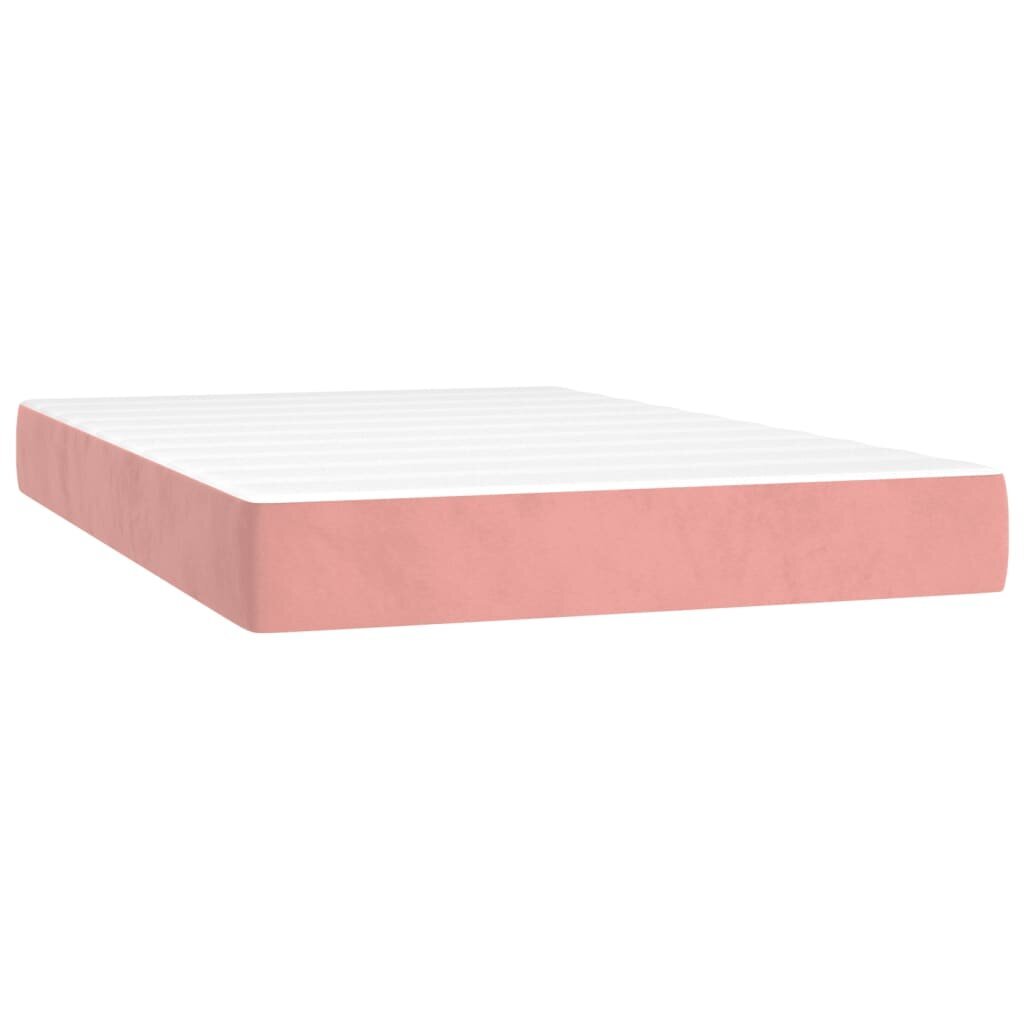 Atsperu gulta ar matraci un LED gaismām vidaXL, 120x200 cm, rozā cena un informācija | Gultas | 220.lv