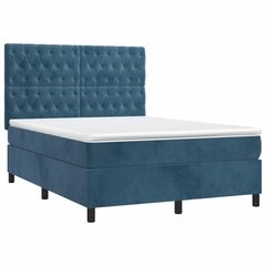 Atsperu gulta ar matraci un LED gaismām vidaXL, 140x200 cm, tumši zils цена и информация | Кровати | 220.lv