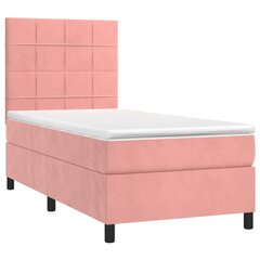 Atsperu gulta ar matraci un LED gaismām vidaXL, 100x200 cm, rozā цена и информация | Кровати | 220.lv