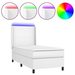 Atsperu gulta ar matraci un LED gaismām vidaXL, 100x200 cm, balts цена и информация | Кровати | 220.lv