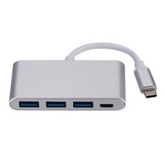 Roger AD15641 USB-C Hubs - Sadalītājs 3 x USB 3.0 / USB-C Uzlāde Sudraba цена и информация | Адаптеры и USB разветвители | 220.lv