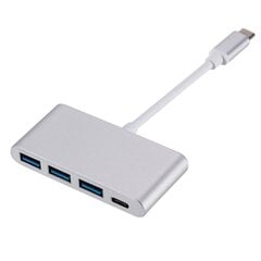 Roger AD15641 USB-C Hubs - Sadalītājs 3 x USB 3.0 / USB-C Uzlāde Sudraba цена и информация | Адаптеры и USB разветвители | 220.lv