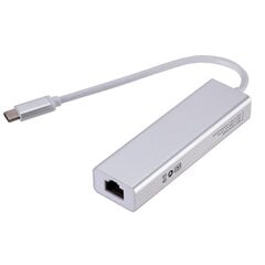 Roger AD15642 USB-C Hubs - Sadalītājs 3 x USB 3.0 / RJ45 Sudraba цена и информация | Адаптеры и USB разветвители | 220.lv