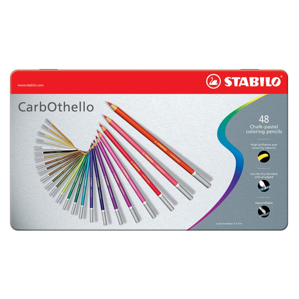 Krāsaino zīmuļu komplekts STABILO CarbOthello metal box 48gab цена и информация | Modelēšanas un zīmēšanas piederumi | 220.lv