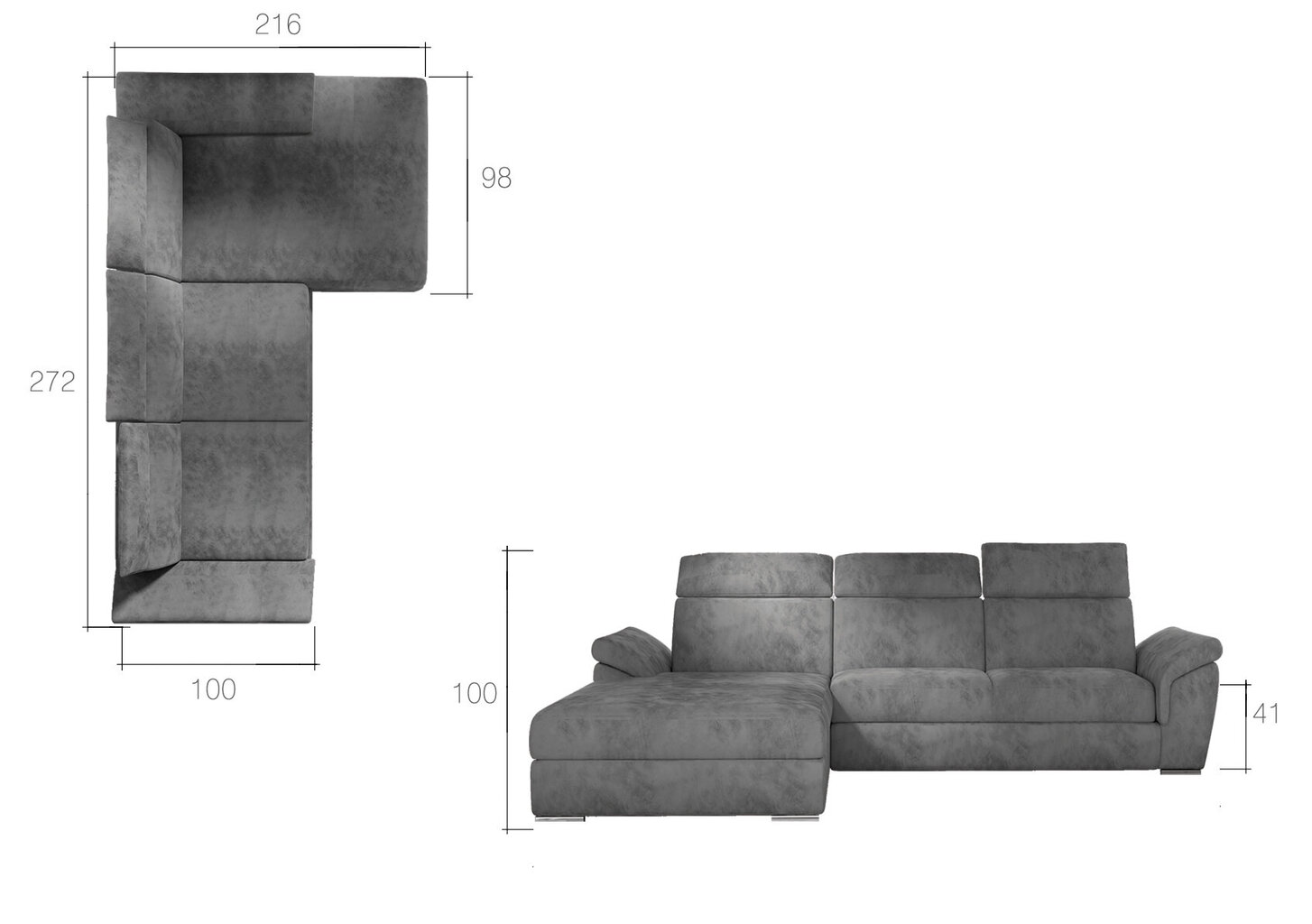 Stūra dīvāngulta Trevisco-Left-Monolith 84 cena un informācija | Stūra dīvāni | 220.lv