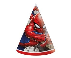 Праздничный колпак «Spiderman Crime Fighter», 6 шт, 93952 цена и информация | Праздничные декорации | 220.lv