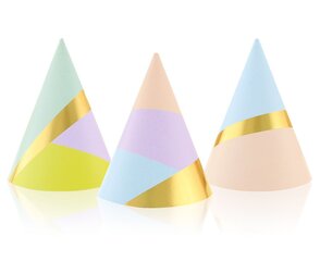 Праздничный колпак Pastel Party, 6 шт, PF-CPPP, 2893 цена и информация | Праздничные декорации | 220.lv