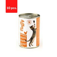 Konservi kaķiem FLUFFY, ar putnu gaļu, 410 g x 10 gab. iepakojums cena un informācija | Konservi kaķiem | 220.lv