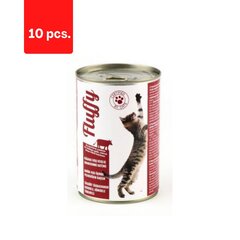 Konservi kaķiem FLUFFY, ar liellopa gaļu, 410 g x 10 gab. iepakojums cena un informācija | Konservi kaķiem | 220.lv