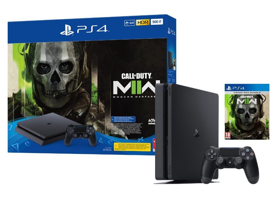 Spēļu konsole SONY PlayStation 4 (PS4) Slim 500GB (melna)(Call of Duty Modern Warfare II) cena un informācija | Spēļu konsoles | 220.lv