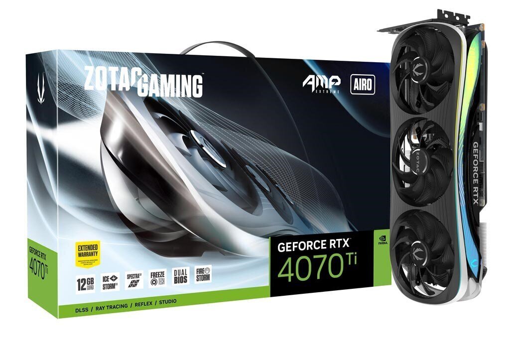 Zotac GAMING GeForce RTX 4070 Ti AMP Extreme AIRO (ZT-D40710B-10P) cena un informācija | Videokartes (GPU) | 220.lv